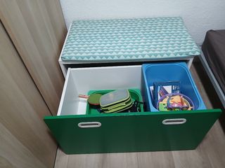Baúl/Asiento/Escritorio Verde con Diseño