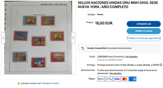 Sellos Naciones Unidas Nueva York 2000