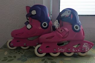 Patines en línea rosas para niña. Regalo casco