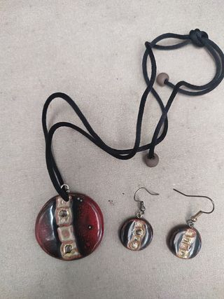 pendientes y colgante de ceramica vidriada