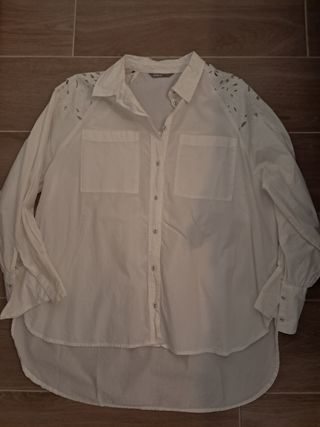 Camisa Chica ONLY Encaje Blanca Talla L
