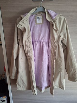 Chaqueta niña entretiempo beige y lila