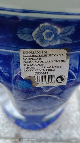 Taburete de Porcelana Azul con Flores