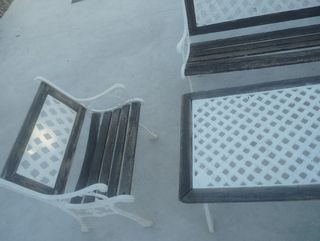 Conjunto jardín forja y madera