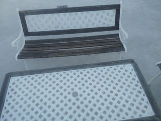 Conjunto jardín forja y madera