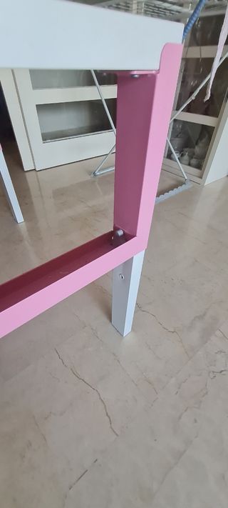 Mesa escritorio infantil rosa y blanca PÅHL