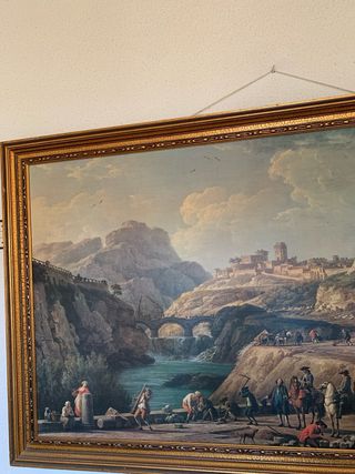 Cuadro antiguo construcción de una carretera