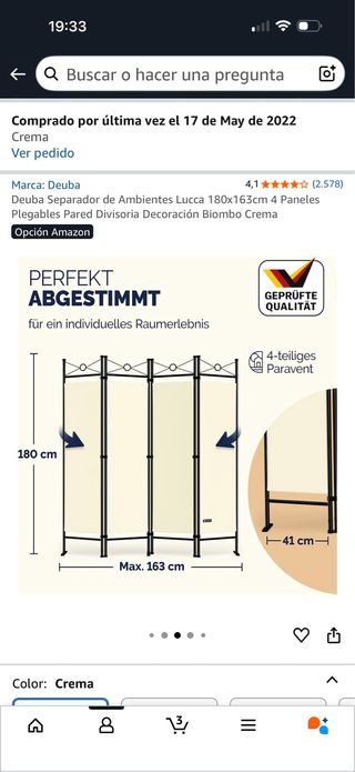 Paraban Crema Deuba 4 Paneles