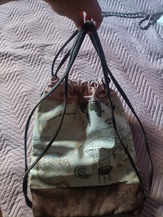 Mochila juvenil beige y verde