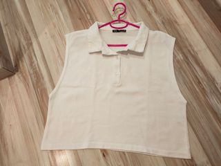 Zara nueva camiseta polo blanca