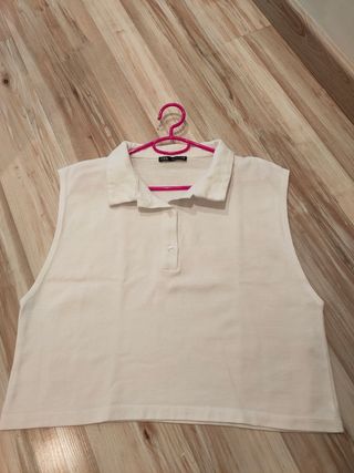 Zara nueva camiseta polo blanca