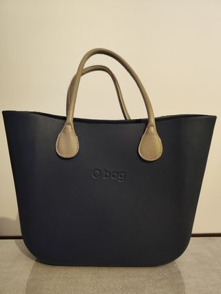 Borsa O bag blu e beige