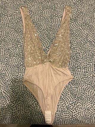 Body lentejuelas dorado y beige