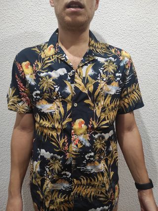Camisa Vintage Estampada Tropical
