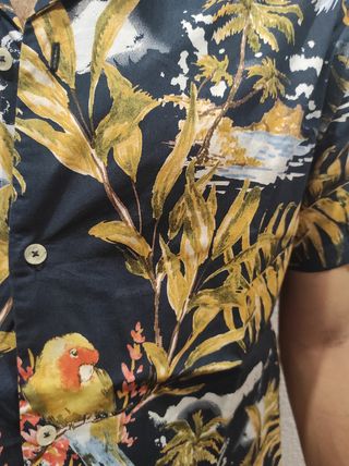 Camisa Vintage Estampada Tropical