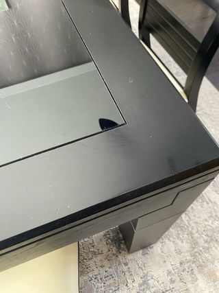 Conjunto salón negro: 8 sillas 2 mesas