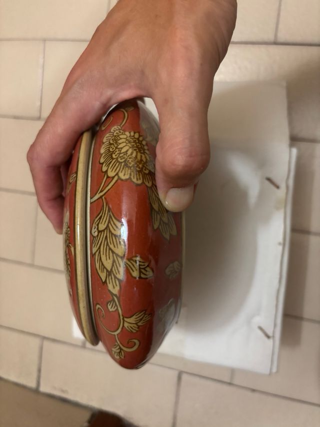 3 jarrones de Cerámica Oriental Rojo y Dorado