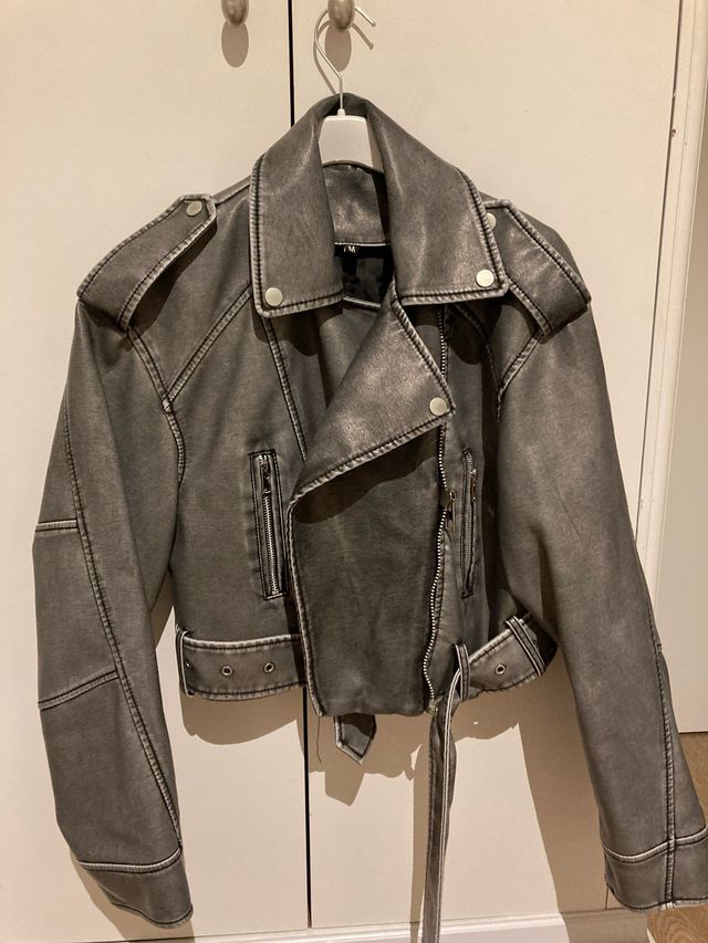 Cazadora Biker Gris Talla M