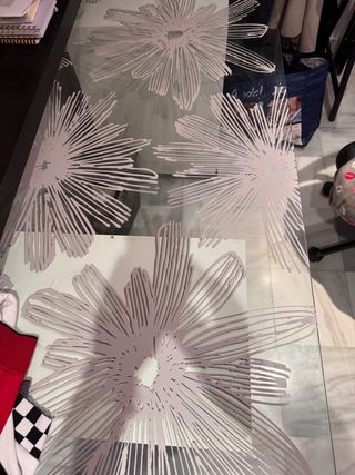 Cristal templado para mesa con diseño floral