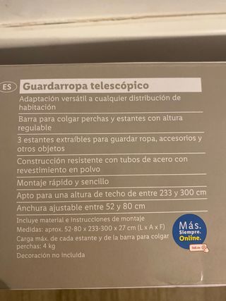 Guardarropa telescópico blanco