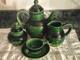 Juego de café verde y negro 12 tazas