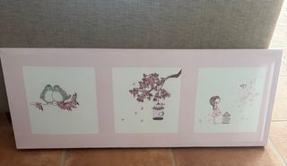 Cuadro decorativo con pájaros y flores