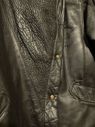 Chaquetón Cuero Negro Vintage 80s