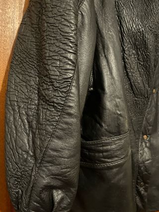 Chaquetón Cuero Negro Vintage 80s