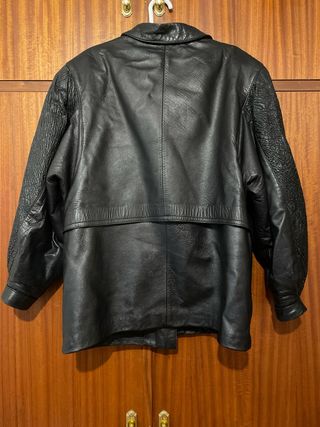 Chaquetón Cuero Negro Vintage 80s