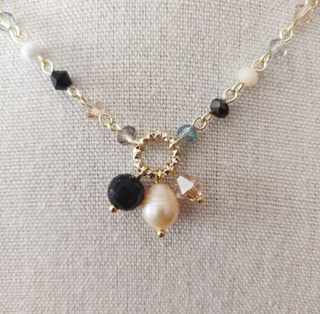 Collana cristalli e perla rosa