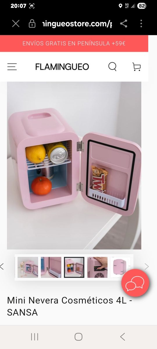 Neverita Mini Frigorífico Rosa