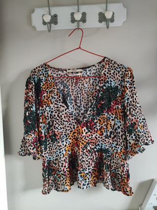 Blusa Pull&Bear Animal Print Multicolor Talla L