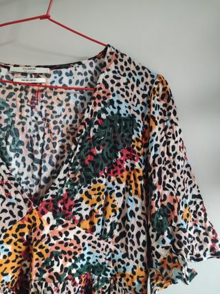 Blusa Pull&Bear Animal Print Multicolor Talla L