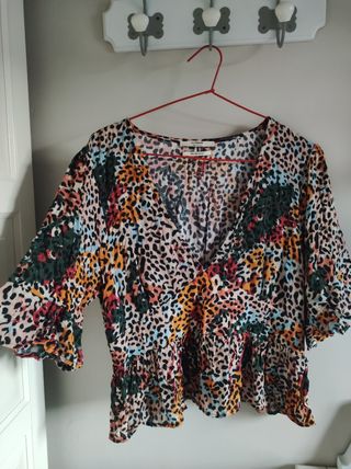 Blusa Pull&Bear Animal Print Multicolor Talla L