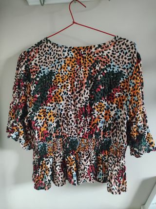 Blusa Pull&Bear Animal Print Multicolor Talla L