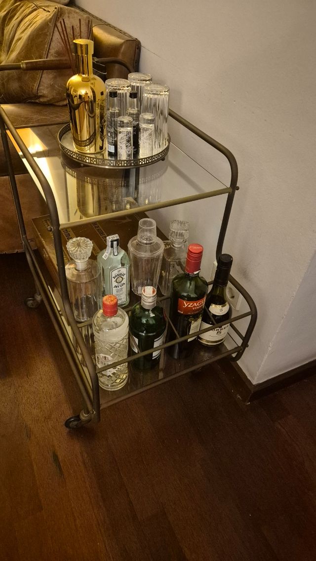 Carro Bar Vintage Metálico y Madera