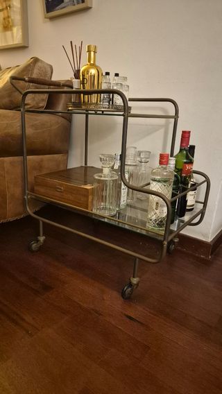 Carro Bar Vintage Metálico y Madera