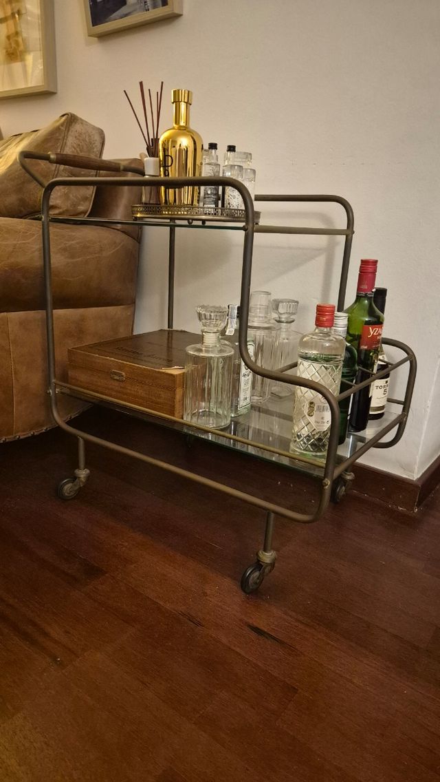 Carro Bar Vintage Metálico y Madera