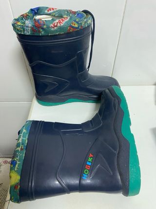 Botas de agua niño/niña azul y verde número 33/34