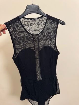 Body Tezenis pizzo e pois nero