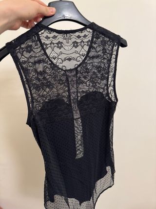 Body Tezenis pizzo e pois nero