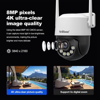 CAMARA VIGILANCIA WIFI EXTERIOR 3X 8MP 2.4/5GHz