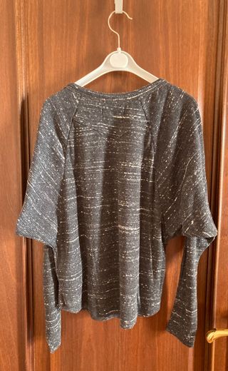 Camiseta Zara gris jaspeada manga larga