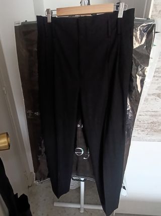 Pantalón Zara Tiro Alto Pinzas Negro