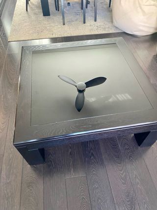 Mesa Centro Madera y Cristal Negra