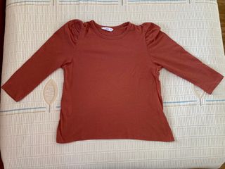 Camiseta Mango manga francesa color "ladrillo"