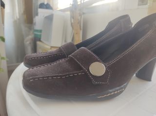 Zapatos Aerosoles Marrones Ante Piel Tacon