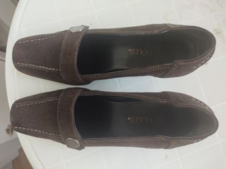 Zapatos Aerosoles Marrones Ante Piel Tacon