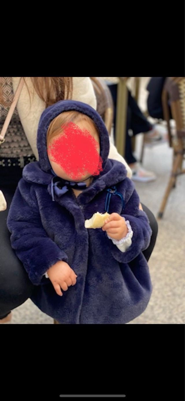 Abrigo y gorro invierno niña azul