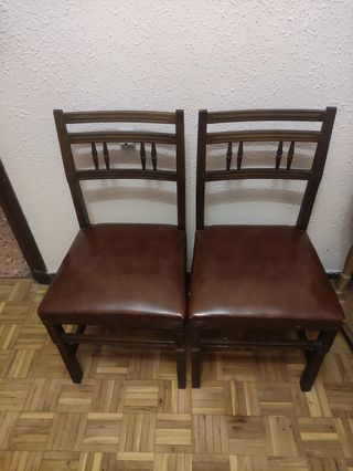  Sillas de Comedor Madera y Piel
